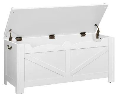 Zdjęcie produktu dla Ławka z miejscem do przechowywania, biała, 100 cm, wymiary: 40 x 100 x 48 cm