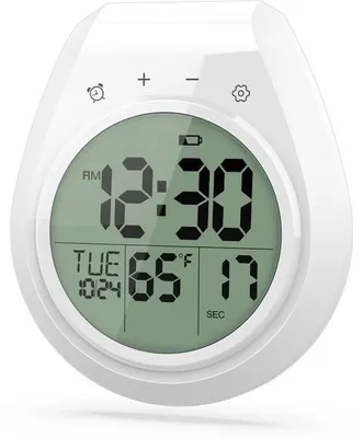 Zdjęcie produktu dla Cyfrowy zegar łazienkowy z wyświetlaczem LCD – format 12- lub 24-godzinny – wskazanie temperatury w stopniach Celsjusza lub Fahrenheita – szybki montaż – idealny do pryszniców, kuchni i akcesoriów łazienkowych