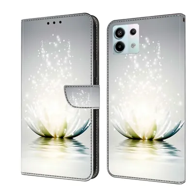 Produktbild von CLM-Tech Handyhülle kompatibel mit Xiaomi Redmi Note 13 Pro 5G Hülle - Tasche aus Kunstleder - Klapphülle mit Ständer und Kartenfächern - Schutzhülle Wallet Case Cover Lotus Lampe
