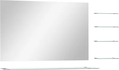 Produktbild von vidaXL Wandspiegel mit 5 Ablagen Silbern 100×60 cm
