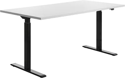 Produktbild von Topstar E-Table elektrisch höhenverstellbarer Schreibtisch weiß rechteckig, T-Fuß-Gestell schwarz 160,0 x 80,0 cm