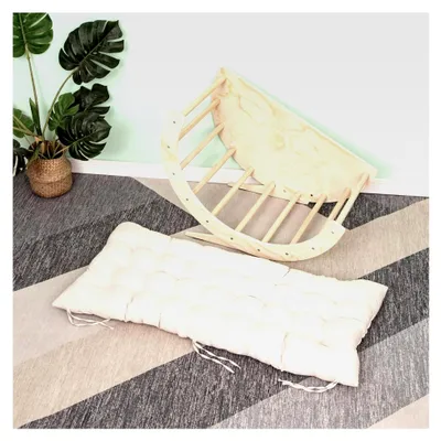 Produktbild von 2-in-1 Kletterbogen mit Kissen – Spielbogen aus Holz – Montessori Klettergerüst – 80x47x58 cm – Natur