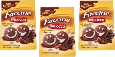 Produktbild von 3x Balocco faccine kekse mit Schokolade & Haselnüss 350g biscuits cookies