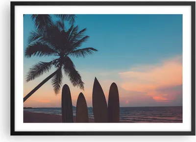 Produktbild von Gerahmtes Poster - Schwarzer Rahmen - Strand Meer Palme - 70x50 cm - Wand Bild - Wanddeko - Wandbilder - Kunstposter - Wandposter - Bilderrahmen - Bilder - Kunstdruck - Wandbild - P2BAA70x50-4080