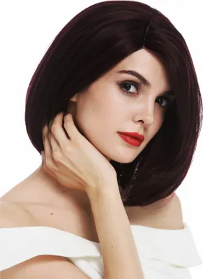 Produktbild von WIG ME UP Perücke Lace-Front Teil-Monofilament schulterlang Longbob glatt voluminös Bordeaux Rot HAA-MF-99J