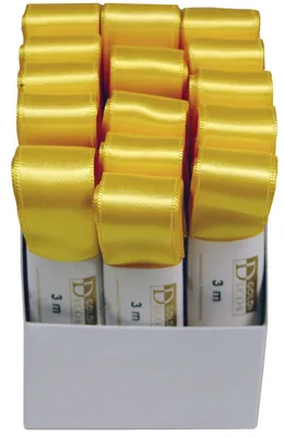 Produktbild von Glänzendes gelbes Doppelsatin Dekoband, 25 mm Breite und 3 Meter Länge