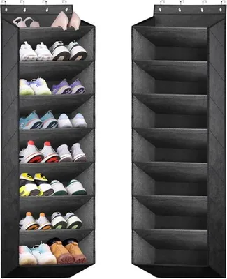 Produktbild von Wandmontiertes Schuhregal, Hängende Schuhaufbewahrung, Schuh-Organizer für die Tür, Schwarz