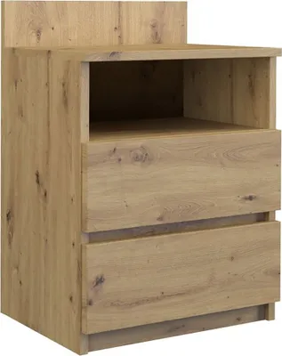 Image de Table de chevet avec tiroirs et étagère TAAVI – chêne artisan