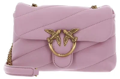 Produktbild von PINKO Leder Umhängetasche Schultertasche Love Puff Mini CL Sheep Nappa Light Pink + Antique Gold rosa