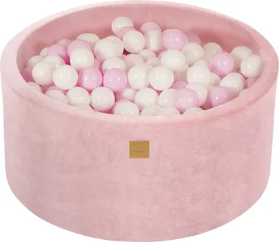 Produktbild von MeowBaby Puderrosen Bällebad rund 90x40cm, bälle: Weiß/Pastellrosa