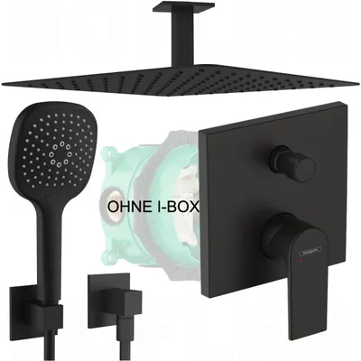 Produktbild von HANSGROHE VERNIS SHAPE | BOFLER Unterputz Duschset #73-O Regendusche 30cm, Deckenarm, Brauseset, Handbrause, Brausehalter Brauseschlauch, matt schwarz