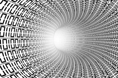 Zdjęcie produktu dla Fototapeta 3d Tunel - CZARNO-BIAŁA Iluzja dekoracja ścienna abstrakcyjna z Trójwymiarowym efektem 300x210cm