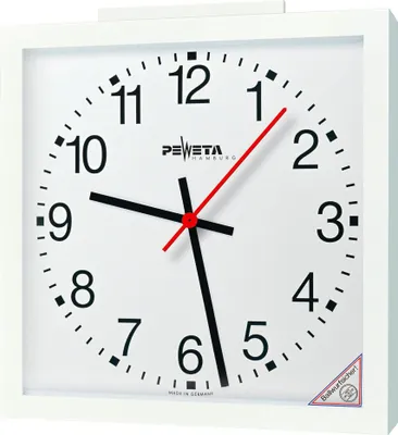 Zdjęcie produktu dla Zegar ścienny Peweta z sekundnikiem, 50 x 50 cm, tarcza z cyframi arabskimi, zasilanie sieciowe
