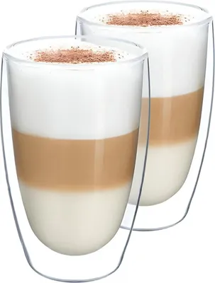 Productafbeelding van Latte macchiato glazen 450 ml, set van 2, borosilicaatglas, dubbelwandig, voor warme dranken