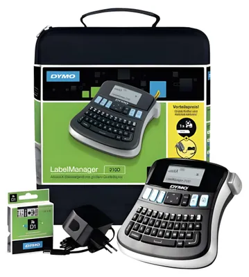 Zdjęcie produktu dla DYMO LabelManager ™ 210D QWERTZ Kitcase, QWERTZ, Termotransferowy, 180 x 180 DPI, 12 mm/s, Czarny, Szary
