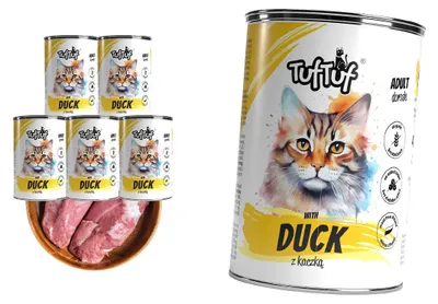 Produktbild von TufTuf | Katzenfutter Ente - Nassfutter Set 6x400g Dose - Entenfutter Katze fur Katze