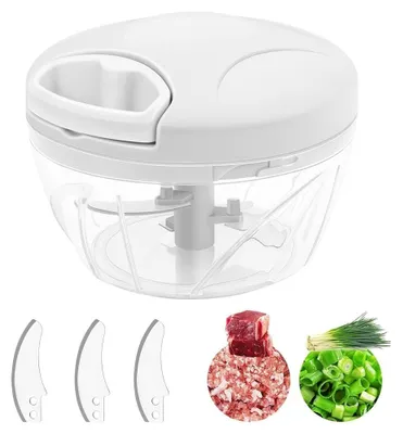 Produktbild von 500 ml Zwiebelschneider Manuell, Zwiebel Zerkleinerer mit Seilzug, Multizerkleinerer für Gemüse, Obst, Zwiebeln, Nüsse, Knoblauch