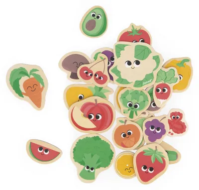 Immagine prodotto di Janod giocattolo magnetico frutta e verdura - set di magneti in legno 24 pezzi