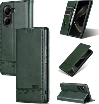 Obrázek produktu pro Kožené pouzdro pro Xiaomi Redmi Turbo 4 / Poco X7 Pro, skládací peněženkové pouzdro s magnetickým uzávěrem a stojánkem zelené