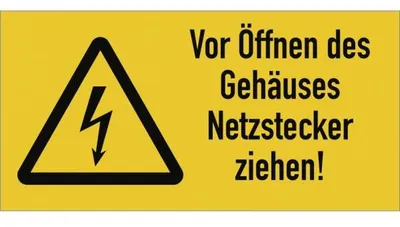 Produktbild von Dreifke® Aufkleber Vor Öffnen des Gehäuses Netzstecker ziehen!, Kombischild, ...