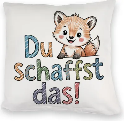 Produktbild von Fuchs mit Spruch Du schaffst das! Kuschelkissen