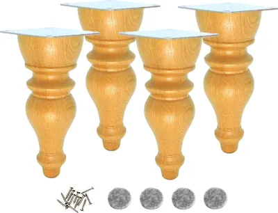 Zdjęcie produktu dla Noga meblowa bukowa 20 cm lakierowana z zestawem montażowym - Klasyczna drewniana noga do mebli i projektów DIY