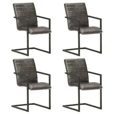 Produktbild von Möbel Freischwinger 4 Stk. Grau Echtleder - Esszimmerstühle 3059807