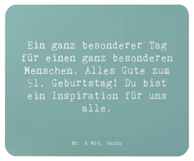Produktbild von Mr. & Mrs. Panda Mouse Pad Spruch 91. Geburtstag - Meeresbrise - Geschenk, Geburtstagsgeschenk, Meilenstein, notebook mauspad, computer mousepad, Happy Birthday, laptop