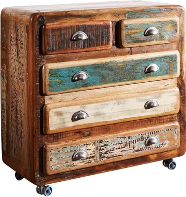 Image de MASSIVMOEBEL24 | Commode 90x40 Bois de récupération laqué Multicolore FREEZY #36
