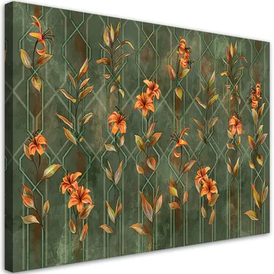 Produktbild von Leinwandbild Gelbe Lilienblüte 100x70 Feeby Grün bild für die wand bereit zum aufhängen
