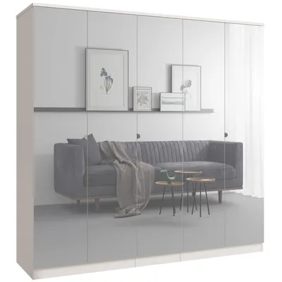 Kleiderschrank zum Schlafzimmer für Kleidung mit Spiegel, Höhe: 200cm, Breite: 200 cm, kaschmir