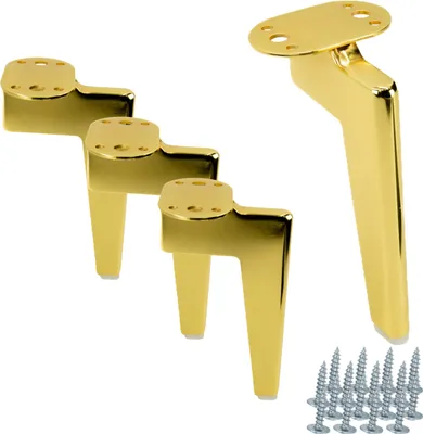 Immagine prodotto di Set di 4 gambe per mobili Loft in cromo-oro lucido, altezza 15 cm - Elementi di design elegante e industriale per i vostri interni.
