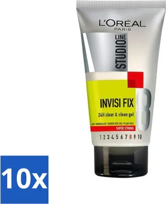 Obrázek produktu pro L'Oréal Studio Line Invisi Fix 24H Clear & Clean Gel Super Strong 150 ml - hodnotné balení - 10 kusů