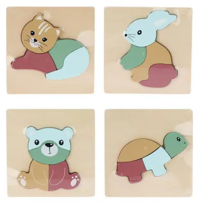 Image de Puzzle en bois à 4 pièces - Animaux