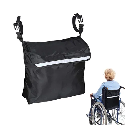 Produktbild von Rollstuhl-Aufbewahrungstasche, Hängeaufbewahrungstasche, Oxford-Stoffmaterial, große Speicherkapazität, 46 * 41 cm, schwarz