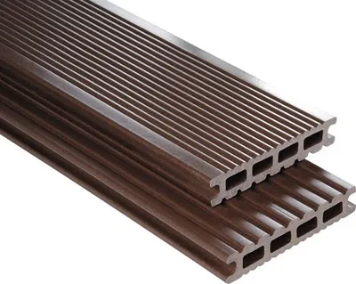 Produktbild von Konsta WPC Terrassendiele Futura Hohlkammerprofil dunkelbraun glatt 4500 x 145 x 26 mm