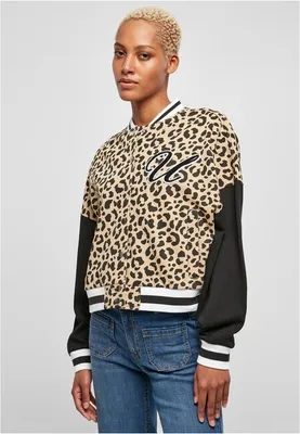 Image de Urban Classics Ladies AOP Oversized College Sweat Jacket unionbeigeleo/black - L