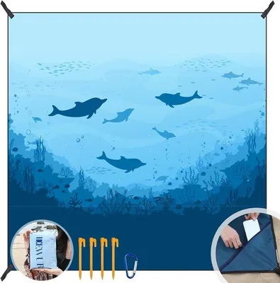 Produktbild von Famanu XXL Stranddecke - Wasserfestes Picknicktuch für Strandurlaub - Großes Campingtuch (300 x 290 cm)