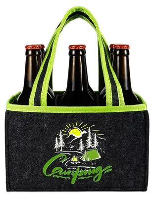 Immagine prodotto di Borsa termica per bottiglie, in feltro, per 6 bottiglie, dimensioni 24x15x15 cm, con divisori interni, riutilizzabile