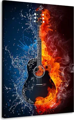 Produktbild von Wandbild Leinwandbild Gitarre Musik Pop Art: 120x180x4cm