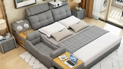 Produktbild von Multifunktionales Bett Moderner Stil Weiße Farbe Holzrahmen Weich