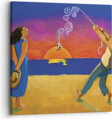 Produktbild von Bild auf Leinwand - Leinwandbild - Einteilig - Symbol Liebe Surrealismus - 30x30cm - Wand Bild - Wanddeko - Wandbilder - Leinwanddruck - Bilder - Wanddekoration - Leinwand bilder - AC30x30-4411