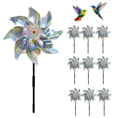 Imagen del producto de 10 molinos de viento reflectantes (24 x 50 cm) para disuadir a las aves
