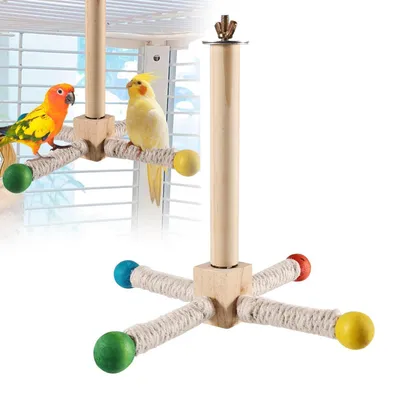 Immagine prodotto di Giocattolo per uccelli, supporto girevole a 360° per gabbie per parrocchetti, accessorio in legno
