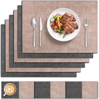 Productafbeelding van Famanu placemats en onderzetters set - 6 stuks - Zwart