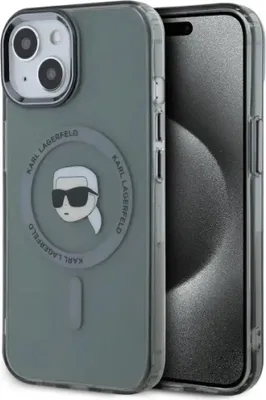 Produktbild von Karl Lagerfeld Klhmp15Shlskik Iphone 15 6.1 Schwarz/Schwarz Hardcase Iml Metal Karl Head Magsafe