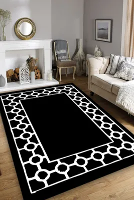 Produktbild von Conceptum Hypnose, Bague- Bague Black  CHL, Schwarz, Kurzflorteppiche, 120 x 180 cm, 50% Samtgewebe/ 50% Polyester