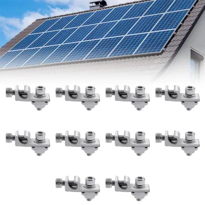10 Solar-Erdungsklemmen, Alu, 4,2x2 cm, für PV-Module