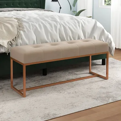 Produktbild von vidaXL Sitzbank Beige 110x36x45 cm Samt - Bank - Bänke - Sitzbank - Flurbank