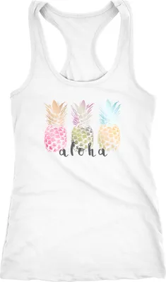 Produktbild von Damen Tank-Top Aloha Ananas Print Pineapple bunt Racerback Tank Top Tanktop Neverless® weiß S